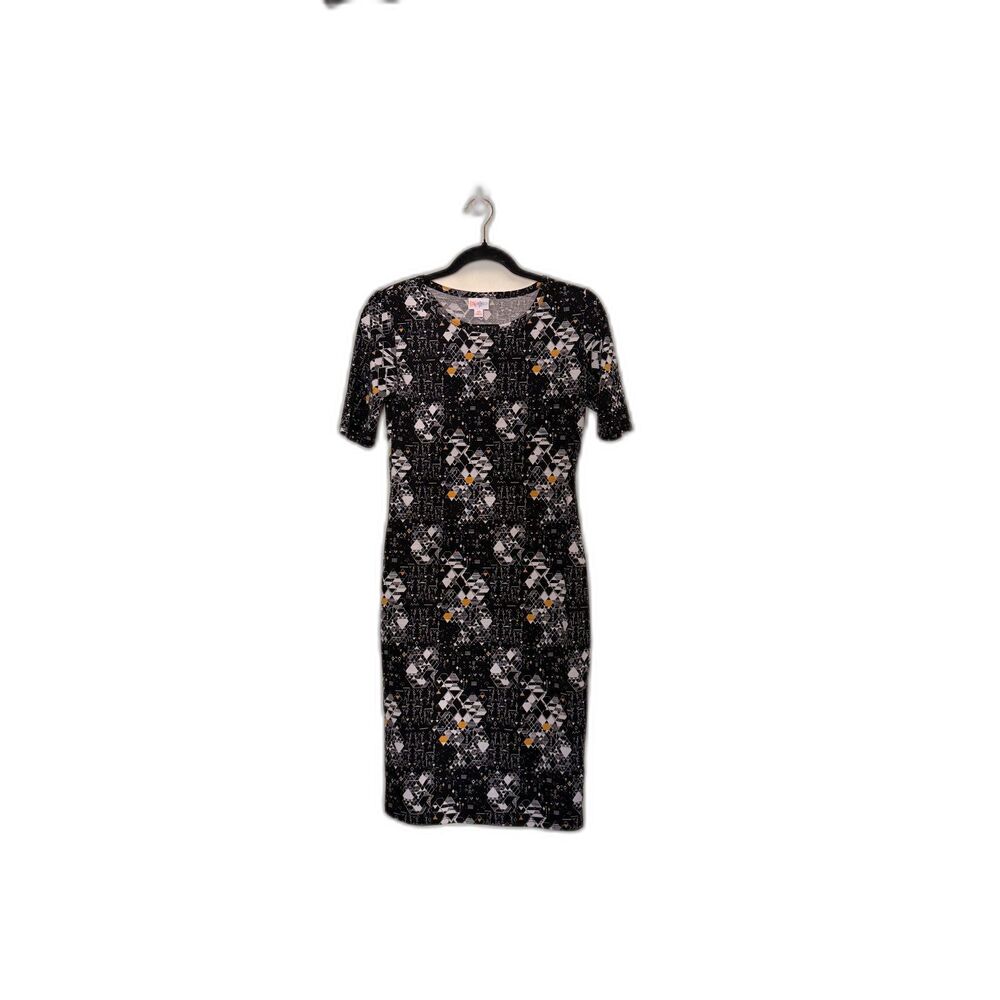 LuLaRoe Julia Black and White Geometric Print Midi Dress Size XS